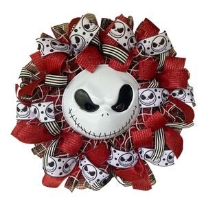 Jack Skellington Halloween Wreath – Nightmare Before Christmas Handmade Decor